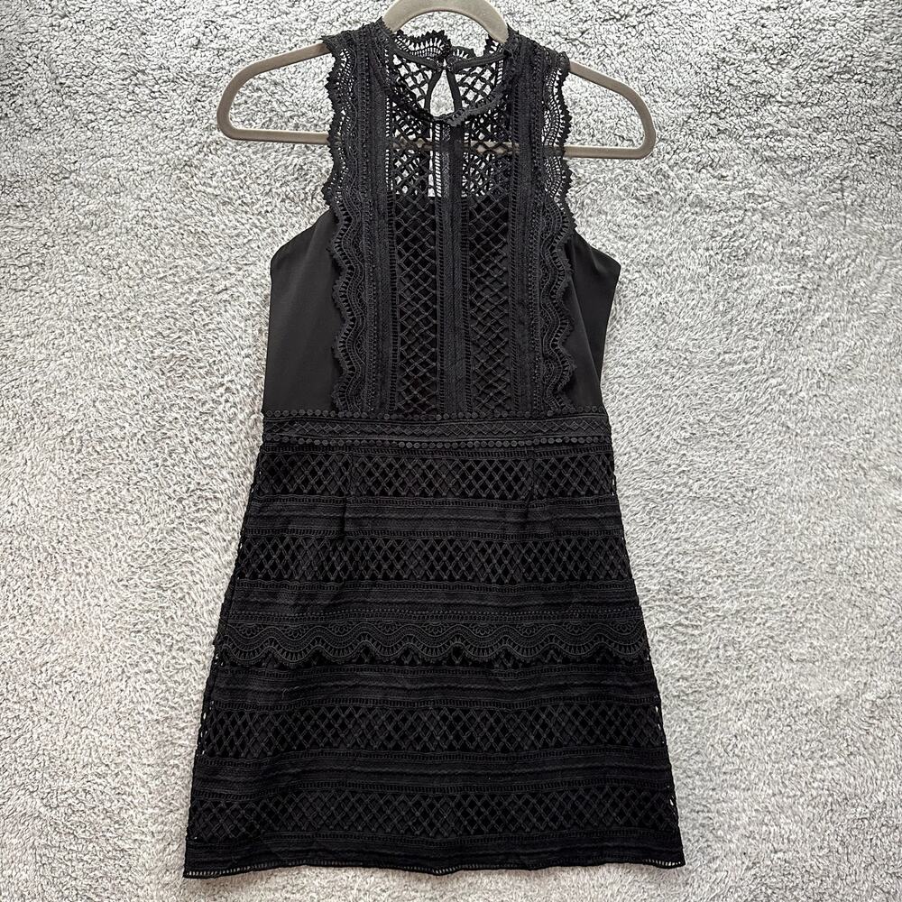 Greylin‎ NWT Medium Black Lace Dress Sleeveless Evening Party Cocktail Goth